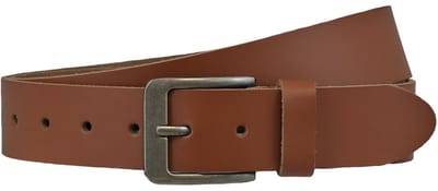 Houtkamp Unisex Leren Riem Cognac – 4 cm Brede Jeansriem met Moderne Gesp – Echt Leer voor Dames & Heren - Lengte totaal 100 cm / Riemmaat 85