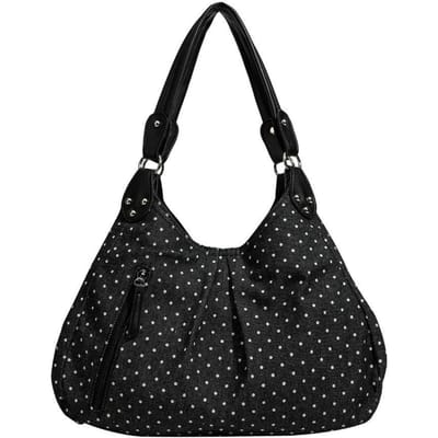 Vintage Polkadot Schoudertas voor Dames Grote Capaciteit Messenger Handtas Veelzijdige Mode Tas zwart