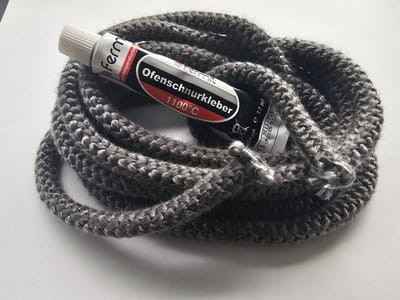 Reparatieset Kachel | Kachelkoord Ø8mm zwart lengte 3mtr + tube lijm 17ml - rond - glasvezel - L3000/Ø8mm