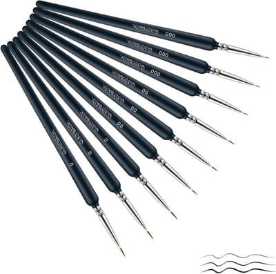 9-delige Detailkwastenset voor Miniatuur Schilderkunst - Fijne Penselen voor Acryl, Waterverf en Olieverf, Perfect voor Nail Art en Tekenen