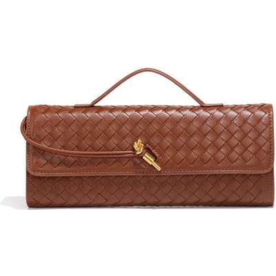 Handgeweven Tas, Modieuze Single-shoulder Traditionele Baguettetas, Orgel Diner Tas, Handgedragen Crossbody Dames Tas brown