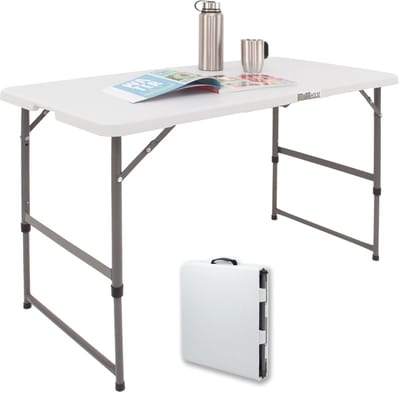 TRUTZHOLM - Klaptafel - 120 x 60 cm - In Hoogte Verstelbaar - Wit - Campingtafel - Vouwtafel - Kunststof - Voor 4-6 Personen