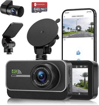 Wildlife Camera 2.7K 58MP HD met 38 IR LEDs, 4K/1080p WiFi & Dual Dashcam Functie