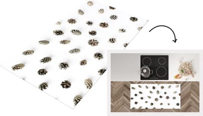 Keukenloper - Loper keuken - Dennenappels - Winter - Wit - 120x60 cm - Keukenloper vinyl