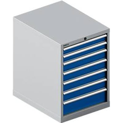 Schäfer Shop Select  ladekast 27-36, 7 schuifladen, tot 75 kg, B 564 x D 725 x H 800 mm, gentiaanblauw/blank aluminium