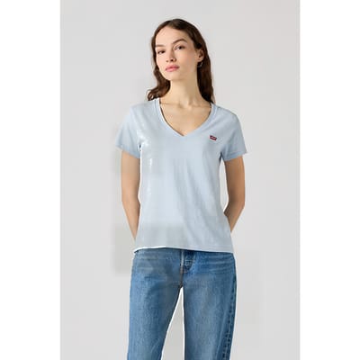 Levi's Perfect Slub Vneck Niagara Mist Slub Maat: S | Tops Outlet | Dames | Blauw