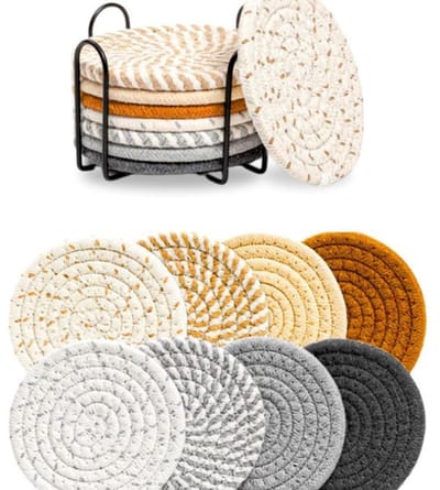 Somstyle Onderzetters met Houder - 8 Stuks - Voor Glazen, Mokken & Kopjes - Glasonderzetters - Multicolor