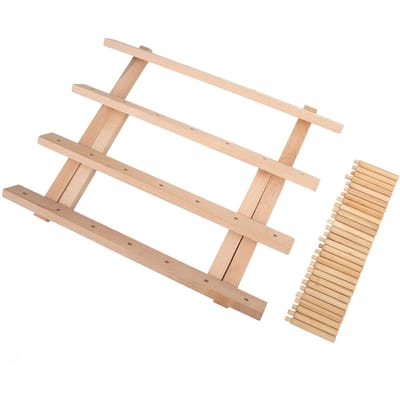 Houten Wax Draadhouder 4 Rijen Beukenhout Stevig Duurzaam DIY Leerbewerking Wax Draad Opbergrek 4 Rijen beige