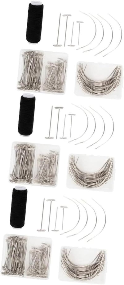 Wig Pins Set - Haarspelden T-Pins - Wigs Maken - Roestvrij Staal - 150 T-Pins 30 C-Pins - Zilverkleurig
