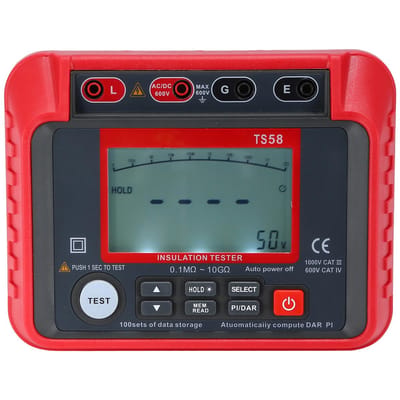 Testeur de résistance d'isolation numérique TS58, mégohmmètre 0.1M Ohm -10G Ohm avec écran LCD rétroéclairé AC DC