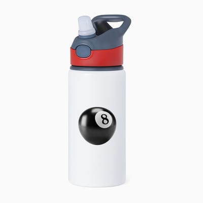 Hacebo® - Biljartbal waterfles met rietje rood - Biljart - Biljarters - Snooker - poolen - nummer 8 - water fles - 650ML
