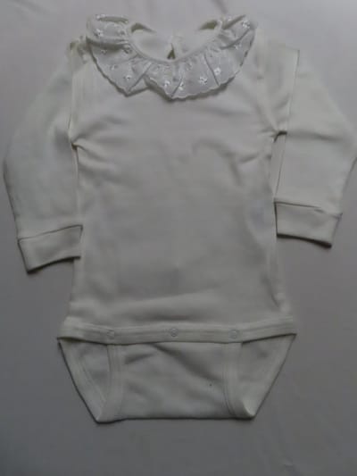 Romper- Meisjes - Off white - Lange mouw - Met kraagje - 1 jaar 80