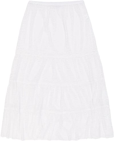 Studio Untold - Dames - Kanten-maxirok A-lijn elastische tailleband volants - Off-white - Maat 42+