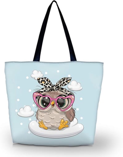 Vouwbare stoffen tas met kattenprint, ruime tote bag voor winkelen en dagelijks gebruik 43 x 35 x 10 cm