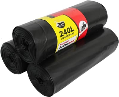 Containerzakken - Vuilniszakken huishouden - Afval opruimen - Extra sterk LDPE - 240 liter 115x140 - Zwart