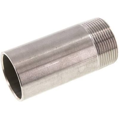 R 1 1/2'' Buitendraad x 48.3mm RVS Pijpnippel met Las uiteinde 20 Bar DIN 2982 - 100mm - FL2S-MS-ST-112R-48P3-100L