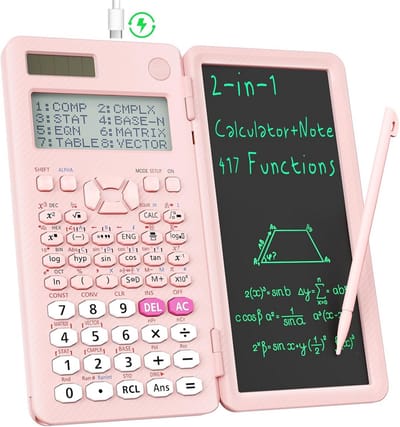 Oplaadbare Wetenschappelijke Rekenmachine met 4-Regelige Weergave en Schrijftablet - Zonne-energie