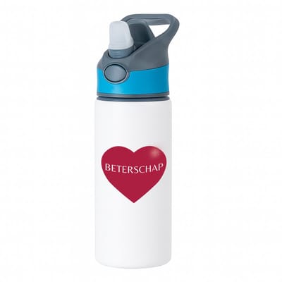 Hacebo® - Beterschap hartje waterfles met rietje blauw - Beterschap - iemand die ziek is of iets gebroken heeft - ziek - koorts - snel beter worden - cadeau - beterschap cadeau - kado - gift - geschenk - water fles - 650ML