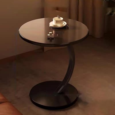 Ronde salontafel - Bijzettafel hout - Woonkamer inrichten - Carbon stalen frame - Niet gespecificeerd - Zwart
