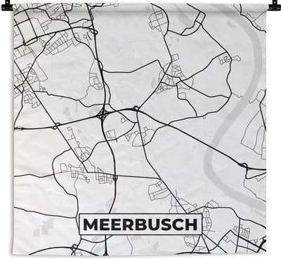 Wandkleed - Wanddoek - Meerbusch - Plattegrond - Kaart - Stadskaart - 180x180 cm - Wandtapijt