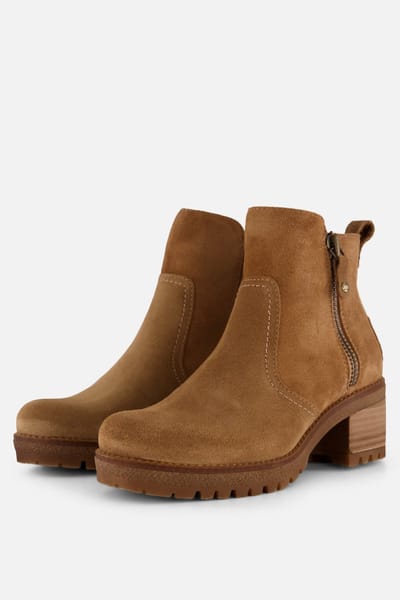 Panama Jack Pauline B13 Enkellaarsjes cognac Suede - Dames - Maat 36