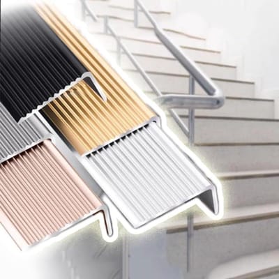 Aluminium profiel - Trapneus strip - Trap randen beveiligen - Antislip groeven - 90 cm - Grijs