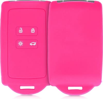 kwmobile autosleutelhoes geschikt voor Renault 4-knops Smartkey autosleutel (alleen Keyless Go) - Siliconenhoes in roze - Sleutelcover