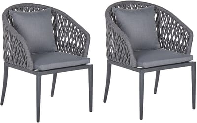 LIPARI - Tuinstoel set van 2 - Donkergrijs - Aluminium