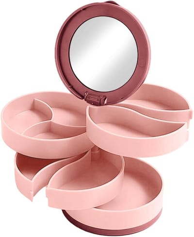 Sieradencase Organizer - Reisetui Opberger - Sieraden Meenemen - Antislip Basis - 11.6 cm Hoogte - Roze