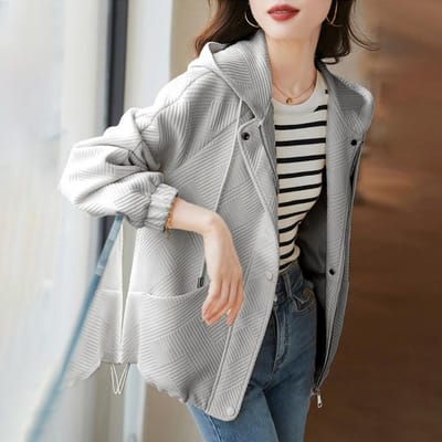 Veelzijdige Jas met Capuchon Dames Herfst Nieuw Casual Sportieve Stijl Losse Top met Lange Mouwen Vest Dames 3XL gray