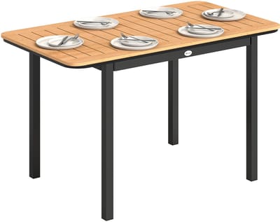 Outsunny tuintafel - Metaal, hout, kunststof - 127 x 70 x 75 cm - Bruin
