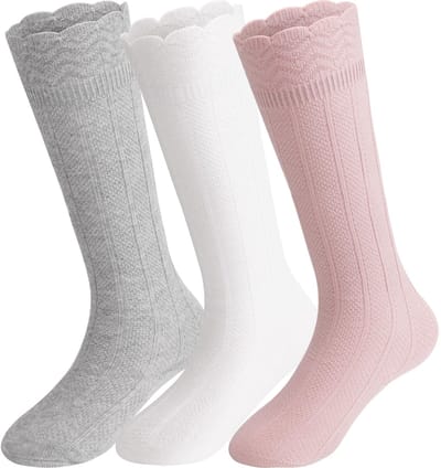 Dailygoody - Knie Hoge Sokken - Baby Meisje - Zacht Katoen - Strik Kousen - Perfect voor Peuters - Stylish en Comfortabel