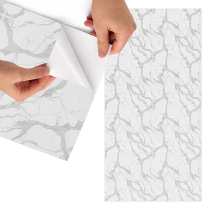 Tulup Meubelfolie - Marmerpatroon Plakfolie Meubels - 75x150 cm - Wit Meubelfolie - Plakfolie Meubels - Minimalist Meubelfolie - Decoratiefolie Zelfklevend - Slaapkamer decoratie - Texturen