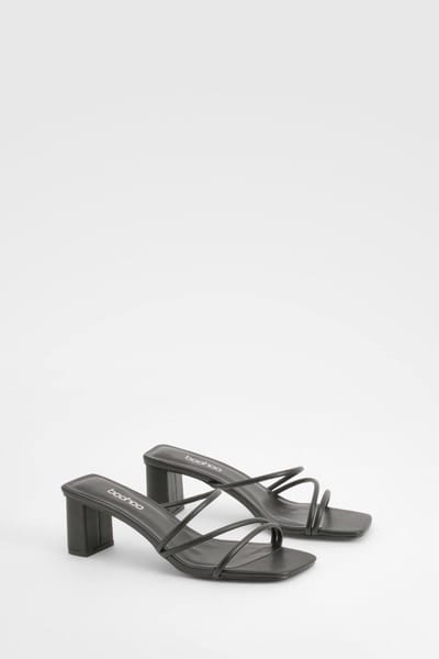 boohoo Dames Strappy Mule met lage blokhakken | Black | Maat: 3