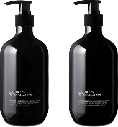 The Spa Collection Gum Tree - Body Wash + Body Lotion - 475 ml stijlvolle zwarte pompfles - Set van 2 stuks