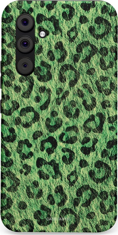 Casetastic hoesje geschikt voor Samsung Galaxy A54 (2023) 5G - Dubbellaagse bescherming - Groene Panterprint - Fashion Case - Donkergroen Zwart