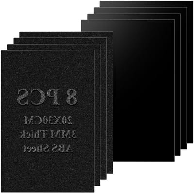 APACALI 8 stuks kunststof platen, 3 mm, 20 x 30 cm, zwart, plastic plaat, zwart, ABS-platen voor woondecoratie, modelbouw, kunsthandwerk, spatborden