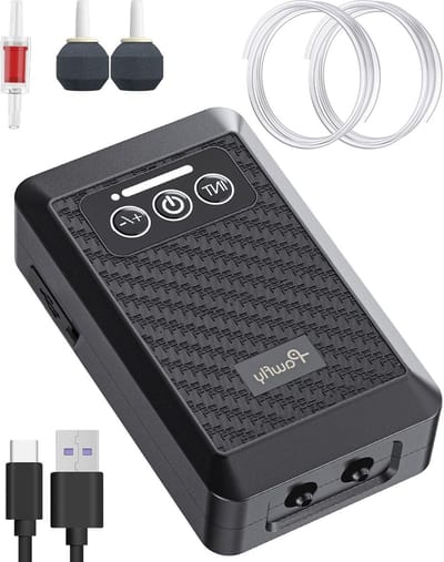 Lithium Accu Aquarium Luchtpomp USB Oplaadbaar voor 20-500L Vissentanks - Stille Draagbare Beluchter voor Buitenvisserij en Stroomuitval