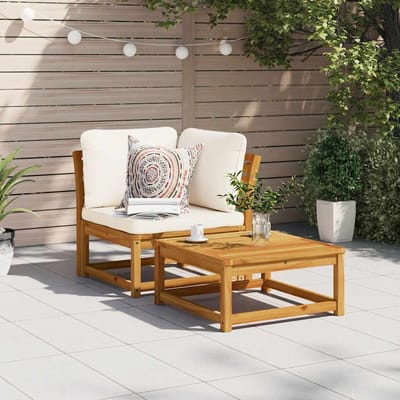 vidaXL - Tuinhoekbank - met - kussens - 73x73x65 - cm - massief - acaciahout
