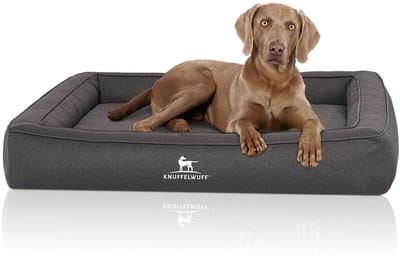 Knuffelwuff orthopedisch hondenbed van velours met handgeweven uiterlijk Yukon 85 x 65cm antraciet