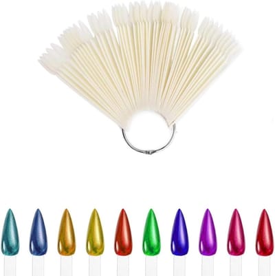 Valse Nagel Swatch Sticks - 50 Stuks Fanvormige Kleurkaarten voor Nagellak, Transparante Display Tips voor Nagelkunst en Oefening