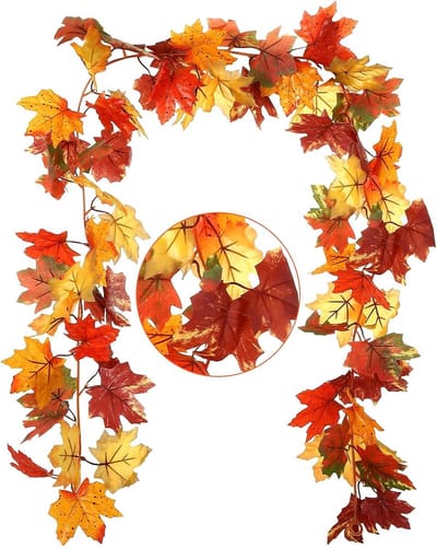 Herfstdecoratie met 2 stuks Pendants en Banner van Esdoornbladeren voor Thanksgiving en Halloween Feestjes (1.7m)