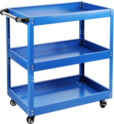 Dailygoods- Werkplaatswagen 3-laags - Multifunctionele Transportwagen - Draagkracht 250 kg - Kras-/stoot-/roestbestendig - Afmetingen 66 × 35,5 × 72 cm - Geschikt voor binnen- en buitengebruik