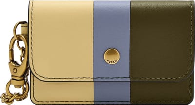 FOSSIL Kaarthoes Valerie Lether Flap Card Case Multi Stripe Groene