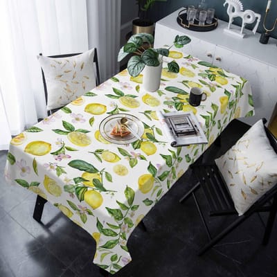 Zomer Geel Citroen Plant Rechthoekig Tafelkleed Feest Decor Wasbaar Waterdicht Keuken Eetkamertafelkleed Bruiloft Decoraties 140x140cm