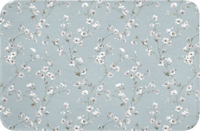 WC mat 60x40 cm - Antislip - Klassiek - Bloemen - Blauw - Toiletmat - Vloermat - Douchemat - Toilet tapijt - Toiletmatten