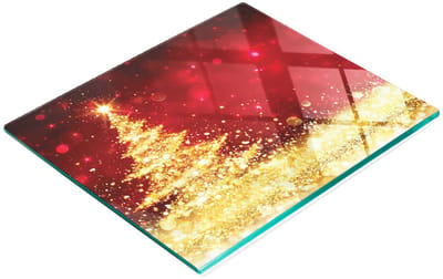 Keuken serveerplank van gehard glas met kerstboomafbeelding 60x52 cm