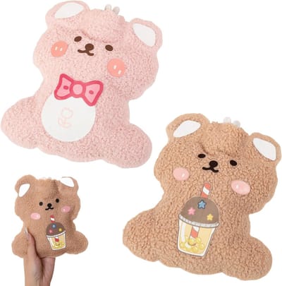 Warme pluche warmwaterkruik 0,5 l - Schattige cartoonbeer als handwarmer voor kinderen en volwassenen, ideaal voor koude dagen en ontspanning