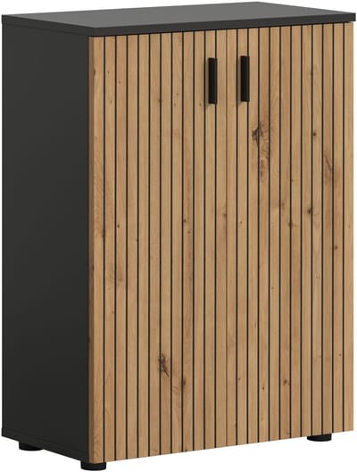 Moderne Badkast Basalt en Eik - Compacte Opbergoplossing voor Jouw Badkamer - 60x81x30cm