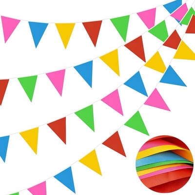Herbruikbare Vlaggenlijn van 20 meter met 52 Driehoekige Vlaggen van Polyester voor Tuin, Verjaardag, Bruiloft en Feestdecoratie